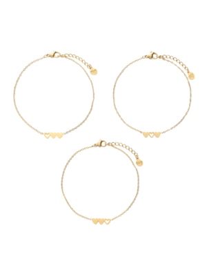 My Jewellery 3 HEARTS BRACELET SET - GOLD