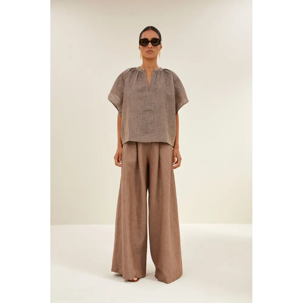 BY BAR VINA LUREX BLOUSE - COFFEE