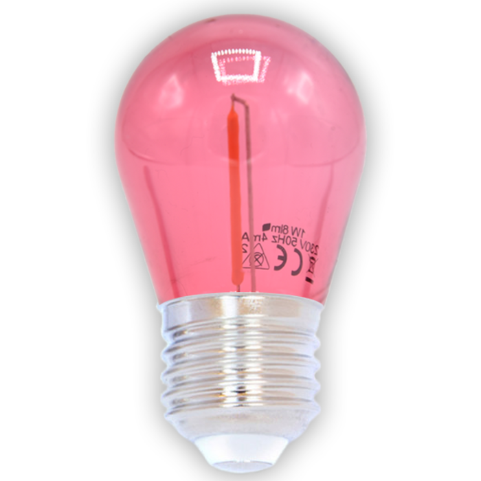 Lichterkette Glühbirne farbig, LED Filament, 1 Watt, rot