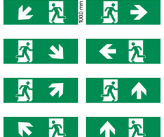 Emergency lighting legends for surface-mounted fixtures