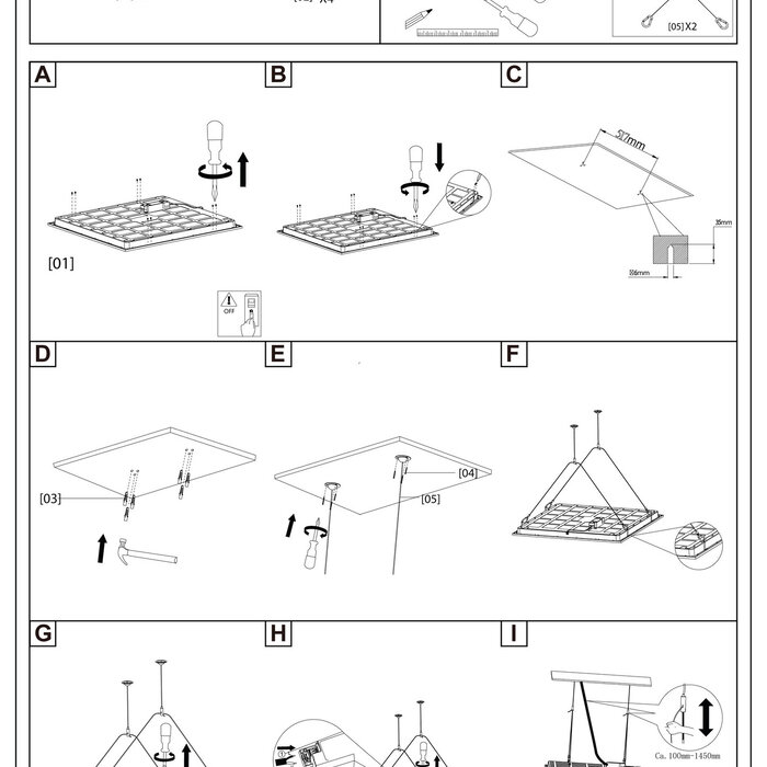 LED panel suspension set