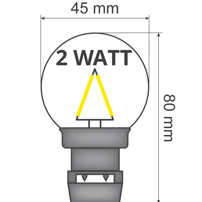 Priklamp - 2W filament, dimbaar (geen E27 fitting)
