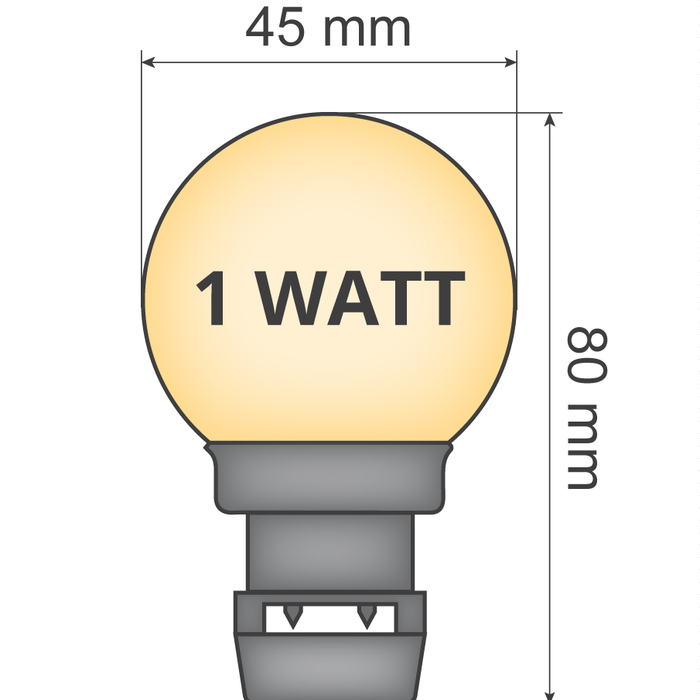Glühbirne für Lichterkette- Milchig-weiße Abdeckung (keine E27-Fassung)