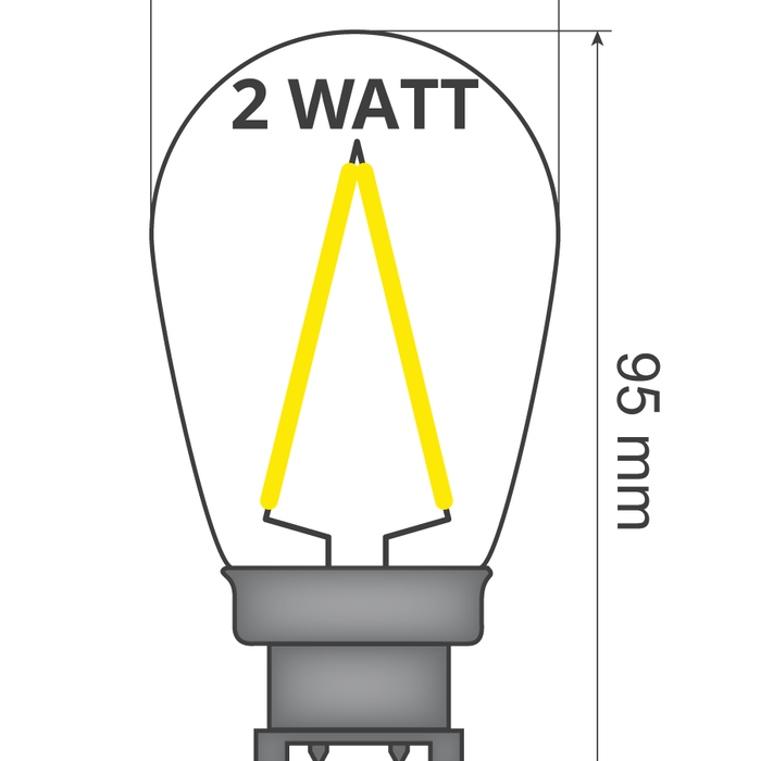 Priklamp - 2W filament, dimbaar (geen E27 fitting)