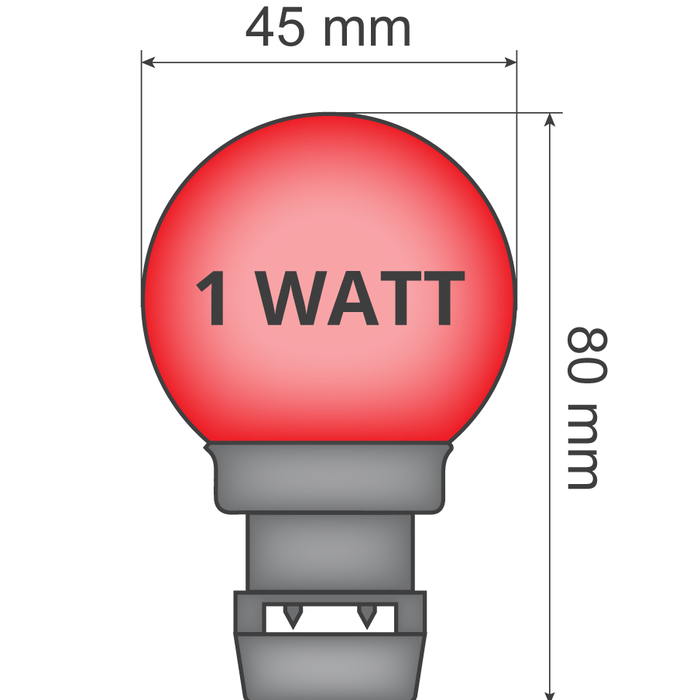 Glühbirne für Lichterkette- Rot (keine E27-Fassung)