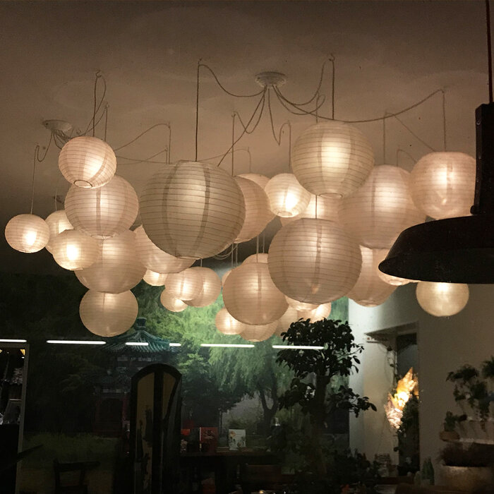 White nylon lantern for outdoor, Ø35cm