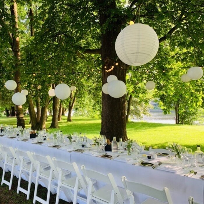 White nylon lantern for outdoor, Ø25cm