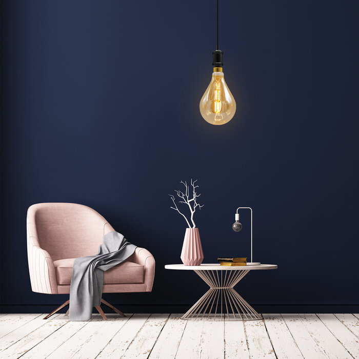 Modern cord pendant matt black