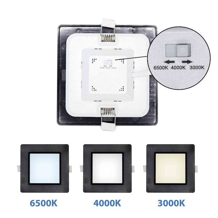 6W downlight square with adjustable colour temperature - 120x120mm