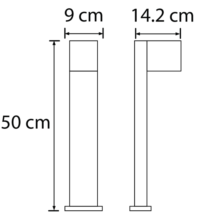 Industriële zwarte staande buitenlamp Simone, 50 cm