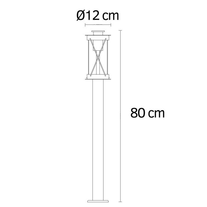 RVS landelijke zwarte staande buitenlamp Lucia, 80 cm