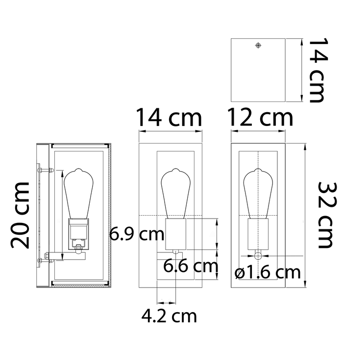 RVS moderne zwarte wandlamp met glas - Filippo