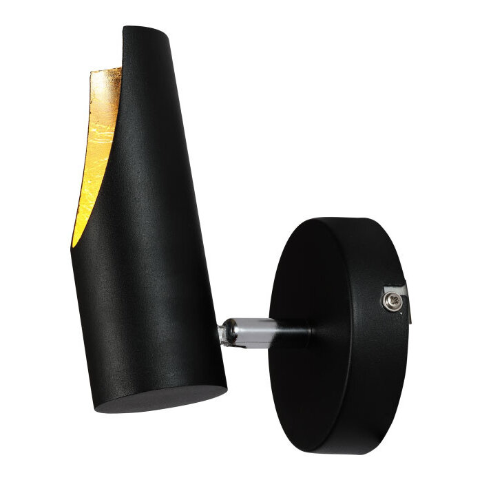 Zwarte wandlamp met gouden binnenzijde - Memphis