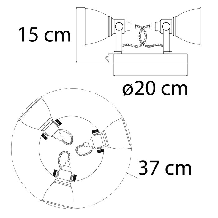 Industriële mat zwarte spot, 3-lichts - Illinois