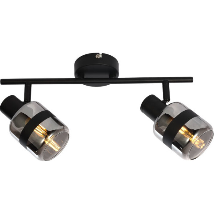 Industriële plafondspot smoke glas, 2-lichts - Gesa