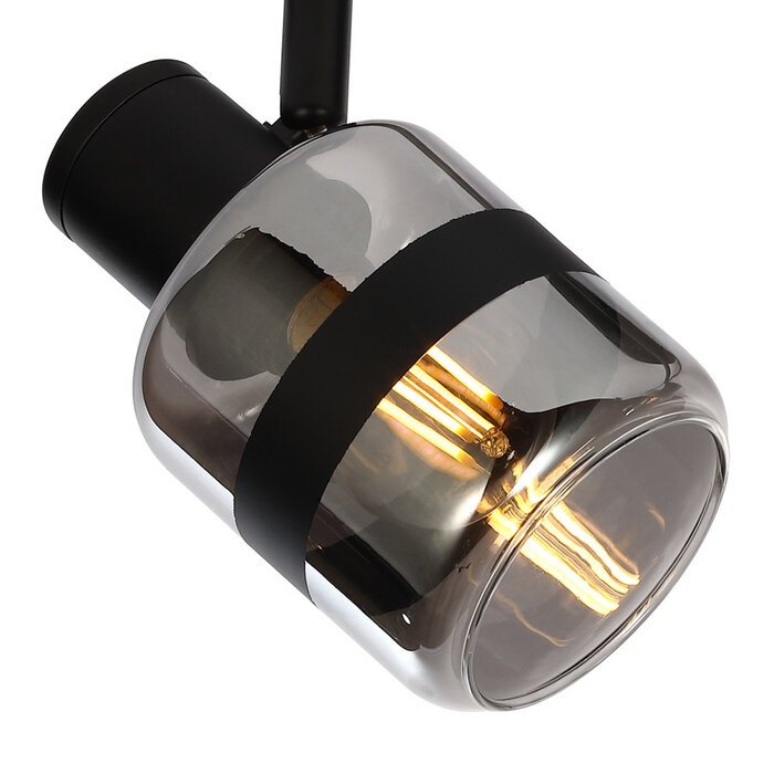 Industriële plafondspot smoke glas, 2-lichts - Gesa