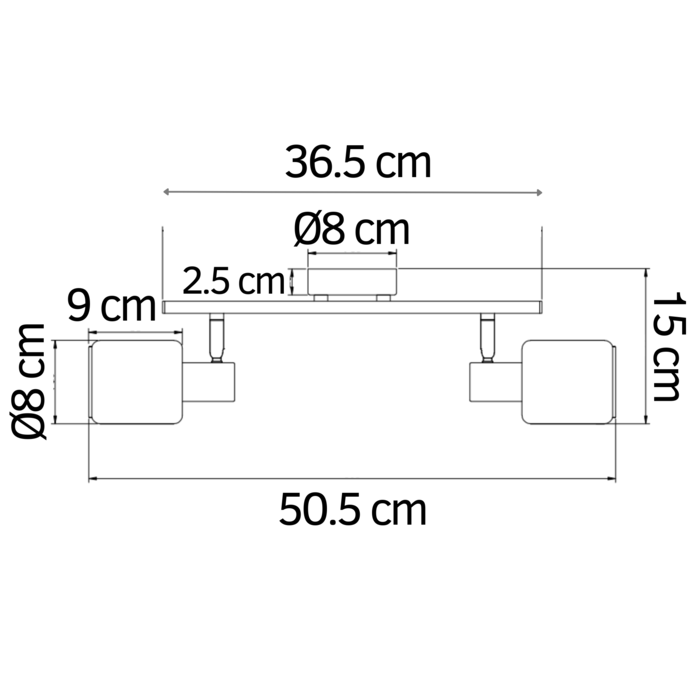 Industriële plafondspot smoke glas, 2-lichts - Gesa