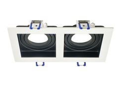 Moderne inbouwspot 2-lichts zwart met wit - Eli