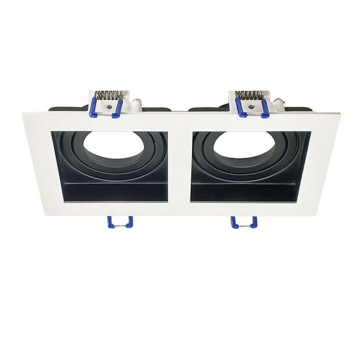 Moderne inbouwspot 2-lichts zwart met wit - Eli
