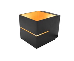 Moderne  vierkante wandlamp zwart met gouden binnenkant- Avi