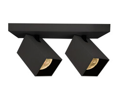 Industriële zwarte plafondlamp met twee spots - Boy