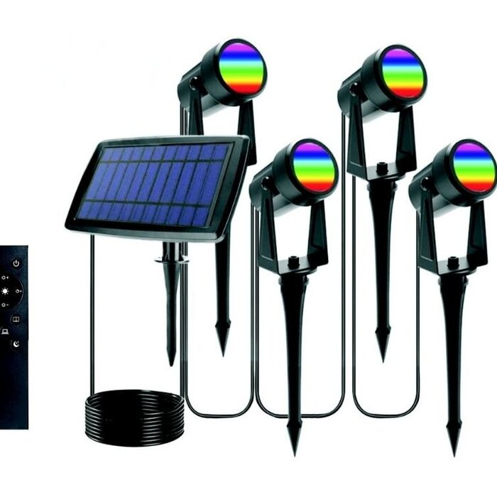 Solar RGB tuinspot met grondpen (set van 4)