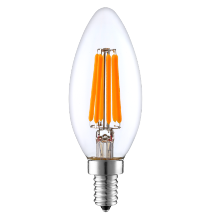 E14 dimmable LED filament candle lamp with clear glass | 5.5W 2700K