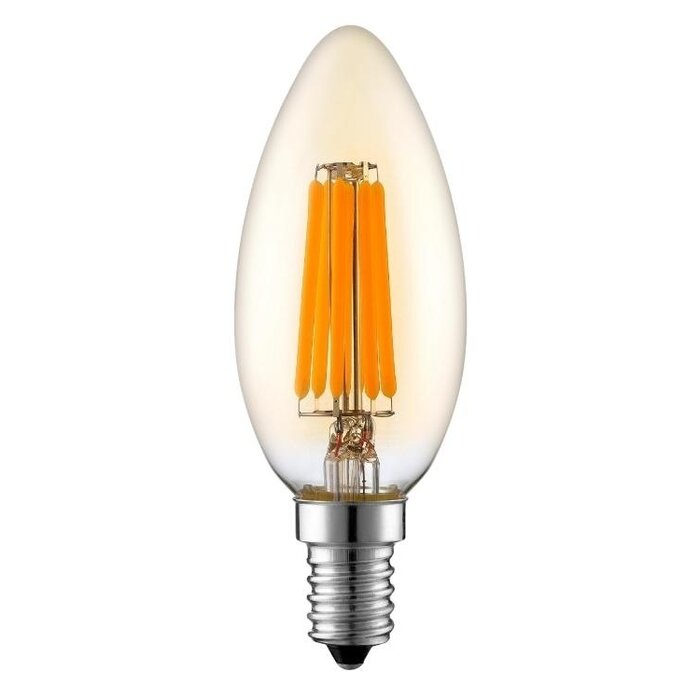 E14 dimbare LED filament kaarslamp met amber glas | 5.5W 2200K