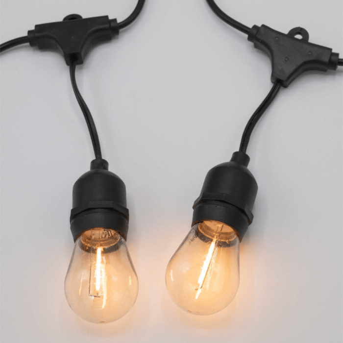 Solar light chain 10 meters 10 lights with hanging fitting (4cm, 6cm, 8cm), 3W solar panel