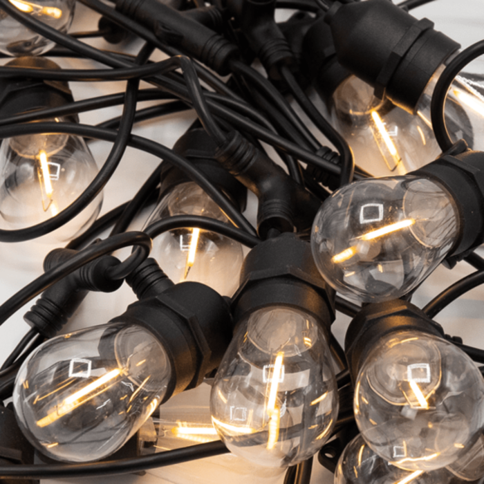 Solar light chain 10 meters 10 lights with hanging fitting (4cm, 6cm, 8cm), 3W solar panel