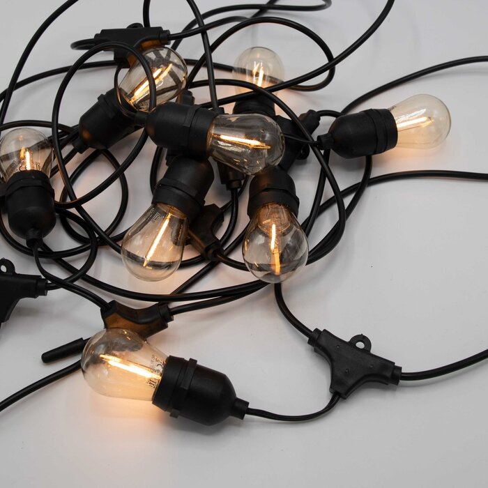 Solar light chain 10 meters 10 lights with hanging fitting (4cm, 6cm, 8cm), 3W solar panel