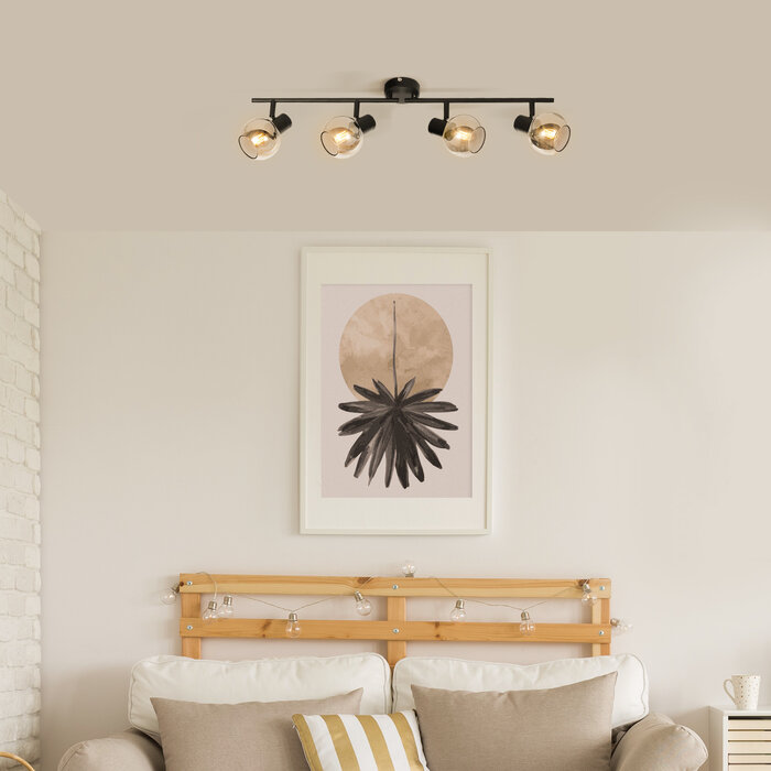 Plafondlamp met smoke glas, 4-lichts - Florida