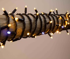 Koppelbare kerstverlichting | warm wit met blauwe twinkel | vanaf 10 meter met 100 LEDs | rubber