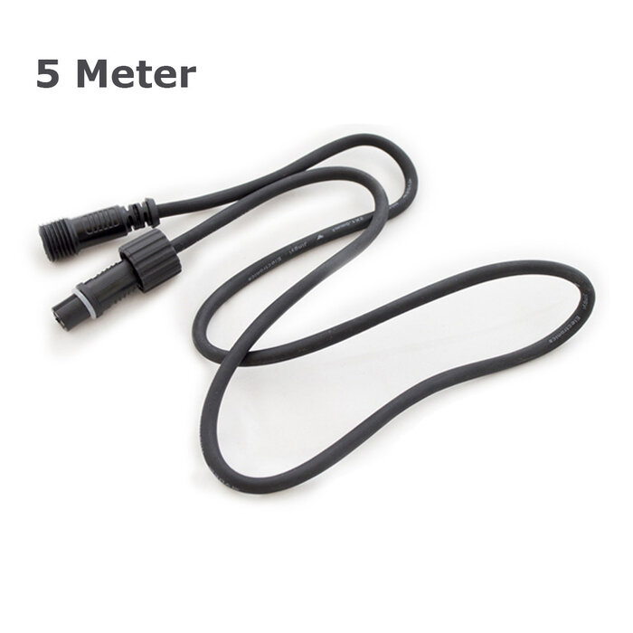 Verlengsnoer kerstverlichting zwart van 5 m met connectoren - rubber