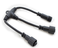 Connector 1 naar 2 voor kerstverlichting met 0,3m snoer zwart - rubber