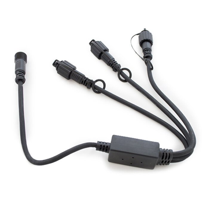 Connector 1 naar 3 voor kerstverlichting met 0,5 m snoer zwart - rubber