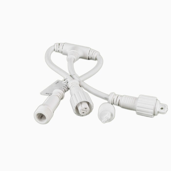 Connector 1 naar 2 voor kerstverlichting met 0,3m snoer wit - rubber