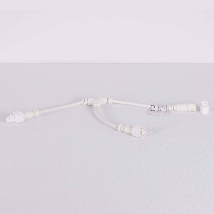 Connector 1 naar 2 voor kerstverlichting met 0,3m snoer wit - rubber