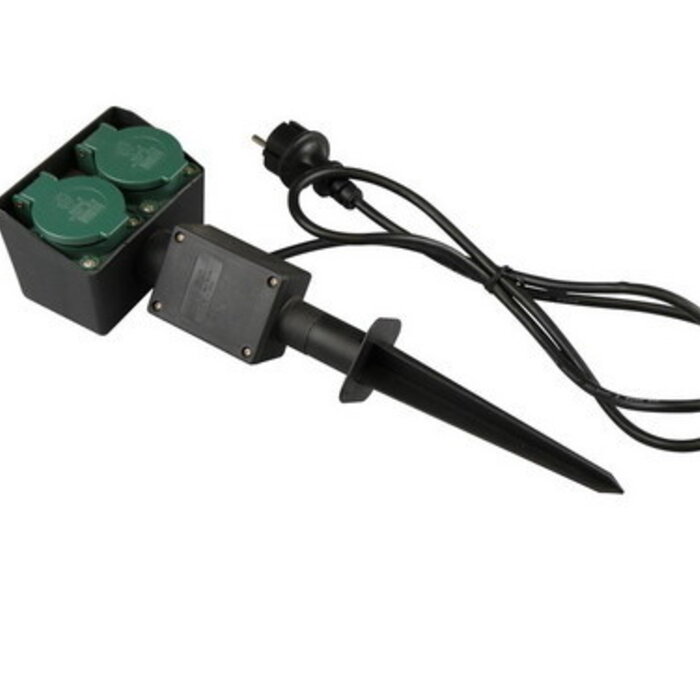 Dual garden socket with ground stake and 10 meter cord