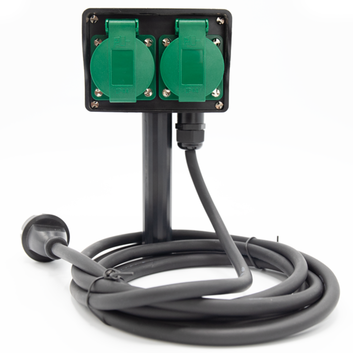 Dual garden socket with ground stake and 10 meter cord