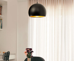 Moderne ronde hanglamp zwart met goud 20cm – Goldy