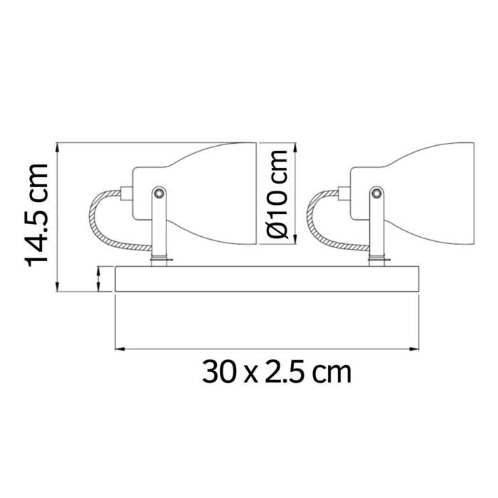 Plafondlamp beton grijs met 2 spots - Arthur