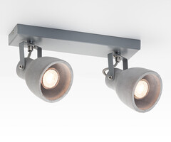 Plafondlamp beton grijs met 2 spots - Arthur