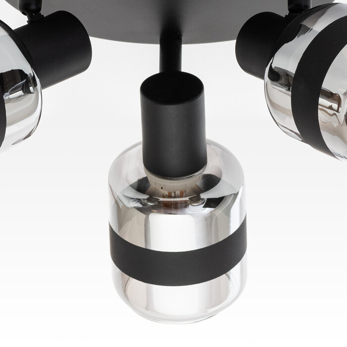 Industriële plafondspot smoke glas, 3-lichts - Adira