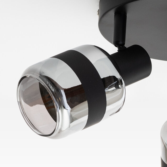 Industriële plafondspot smoke glas, 3-lichts - Adira