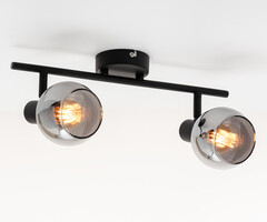 Plafondlamp met smoke glas, 2-lichts - Phoenix