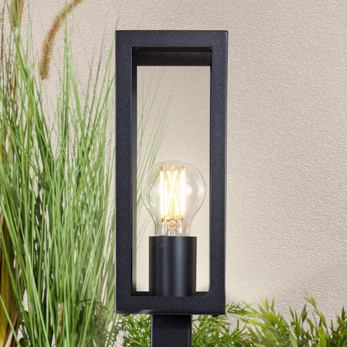 Industriële RVS zwarte buitenlamp Alessio met glas, 50 cm