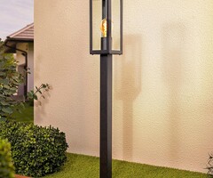Industriële RVS zwarte buitenlamp Alessio met glas, 80 cm