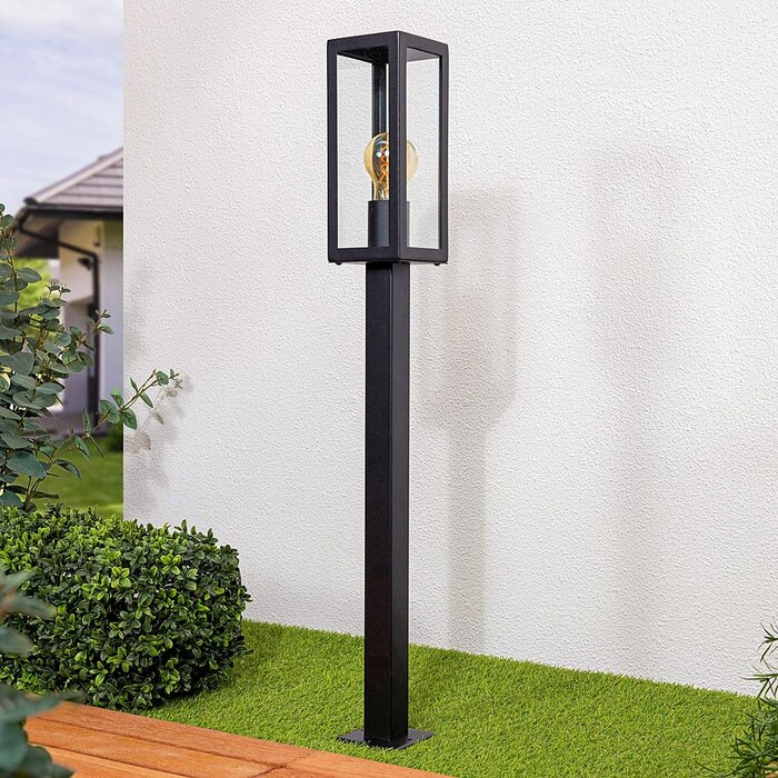 Industriële RVS zwarte buitenlamp Alessio met glas, 80 cm