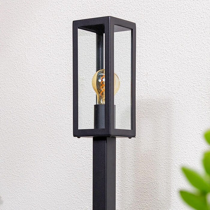 Industriële RVS zwarte buitenlamp Alessio met glas, 80 cm